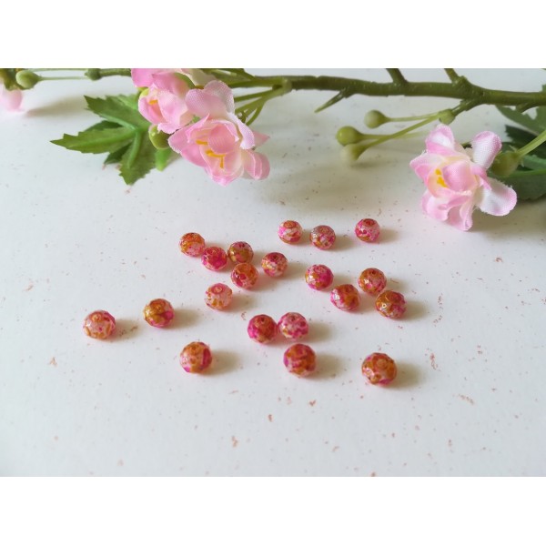 Perles en verre à facette 6 x 5 mm rose marron x 25 - Photo n°2