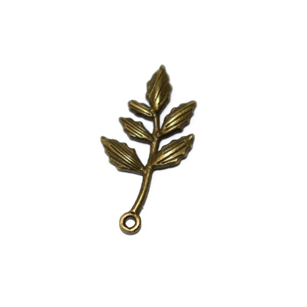 Pendentif branche avec 6 feuilles 29x16 mm bronze - Photo n°1