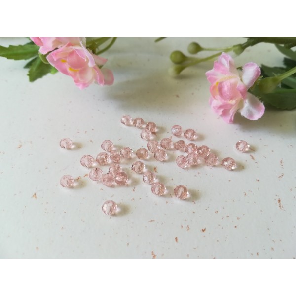 Perles en verre à facette 3.5/4 mm rose x 50 - Photo n°2