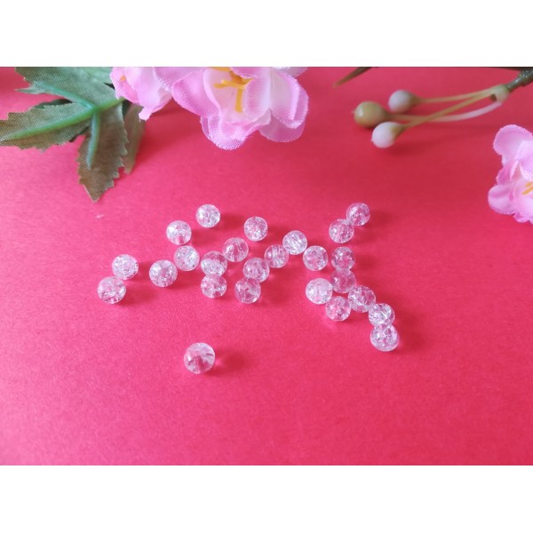 Perles en verre craquelé 4 mm cristal x 50 - Photo n°2