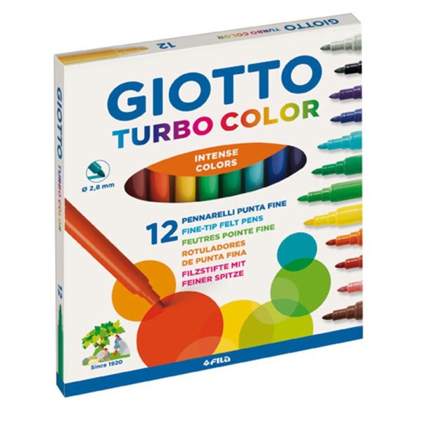 Feutres Giotto - Turbo Color - Assortiments de couleurs - 12 pcs - Photo n°1