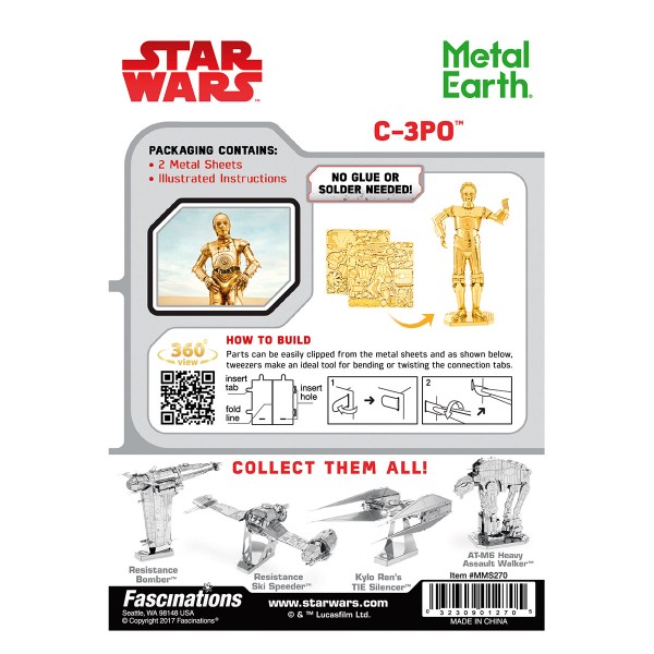 Kit maquette Star Wars - Metal Earth - C-3PO - Photo n°3
