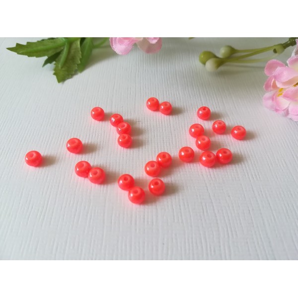 Perles en verre ronde 4 mm orange vif brillante x 50 - Photo n°2