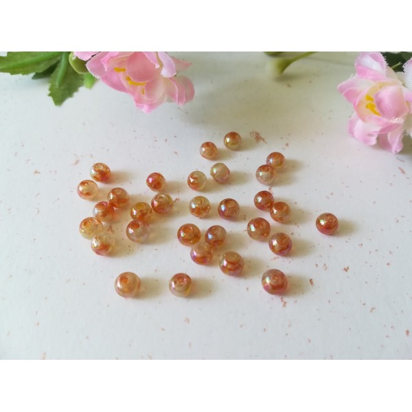 Perles en verre ronde 4 mm orangé AB x 50 - Photo n°2