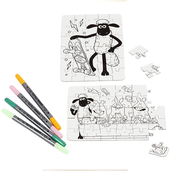 Kit créatif Shaun le Mouton - Puzzles à colorier - 2 pcs - Photo n°3