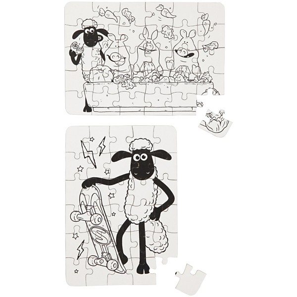 Kit activité manuelle Shaun le Mouton - Puzzles à colorier - 13 x 18,3 cm - 2 pcs - Photo n°2