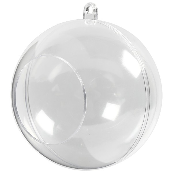 Boule ouverte en plastique transparent - 8 cm - 5 pcs - Photo n°1