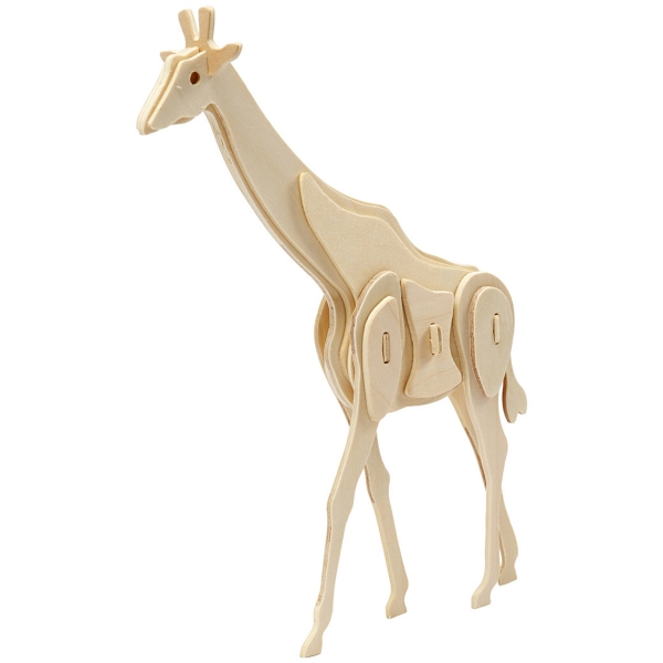 Puzzle 3D en bois à monter - Girafe - 20 x 4,2 x 25 cm - Photo n°3
