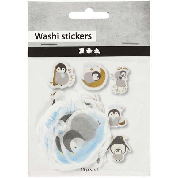 Stickers Papier Washi - Pingouin - 30 pcs - Photo n°1