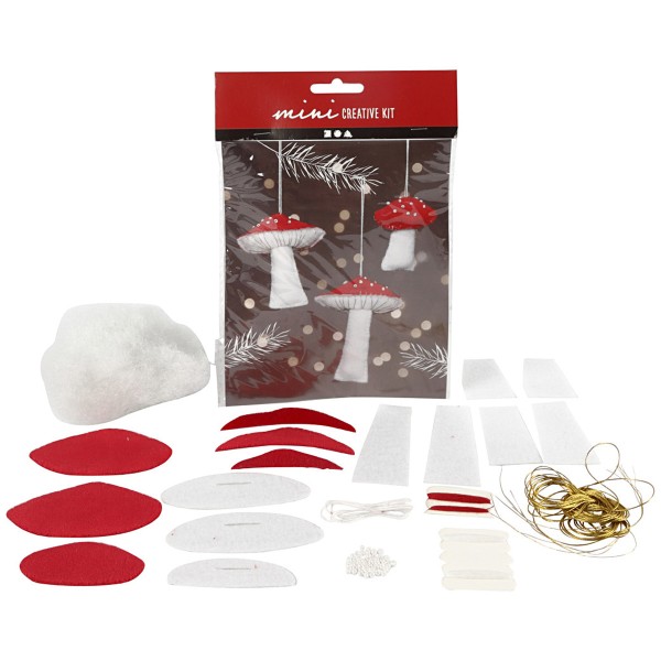 Mini Kit créatif de Noël - Champignons à suspendre - De 6,5 à 10 cm- 3 pcs - Photo n°2