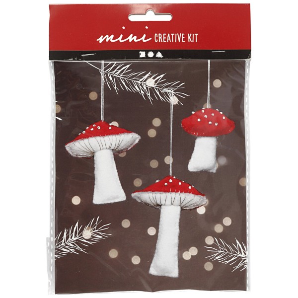 Mini Kit créatif de Noël - Champignons à suspendre - De 6,5 à 10 cm- 3 pcs - Photo n°1