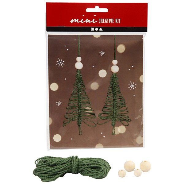 Mini Kit créatif de Noël - Sapin en macramé - 11 cm- 2 pcs - Photo n°2