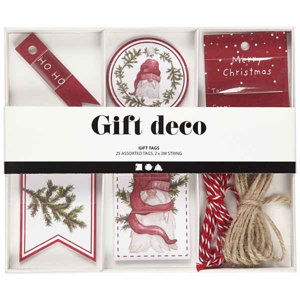 Set étiquettes cadeaux - Noël Rouge et Blanc - 25 pcs - Photo n°2