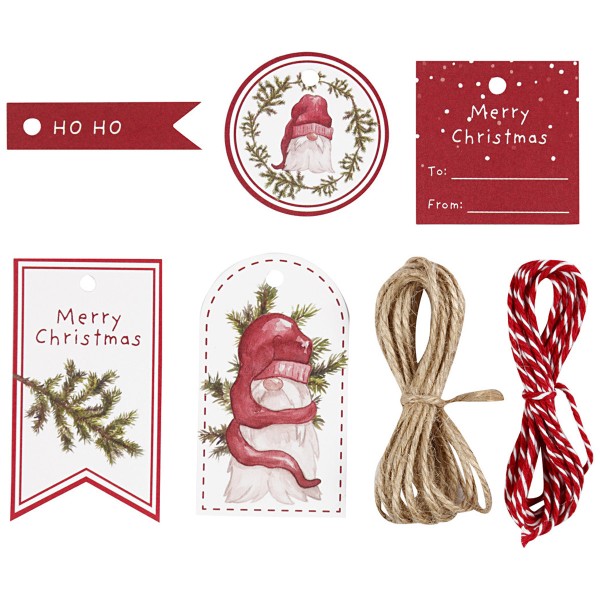 Set étiquettes cadeaux - Noël Rouge et Blanc - 25 pcs - Photo n°1