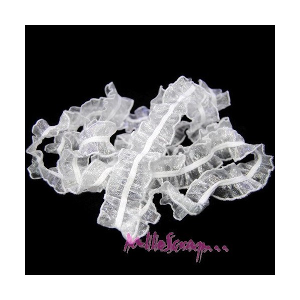 Ruban froufrou tissu élastique organza blanc - 1 mètre - Photo n°1