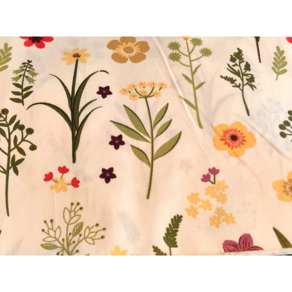 Coupon tissu - fleurs jaune champêtre - coton - 40x50cm - Photo n°1