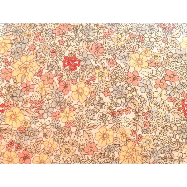 Coupon tissu - petites fleurs shabby chic , fond blanc - coton - 48x48cm - Photo n°1