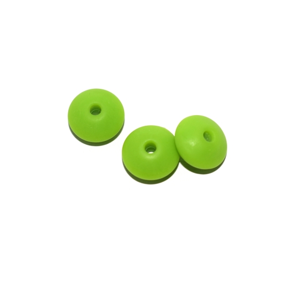 Perle lentille 10 mm en silicone vert pomme - Photo n°1
