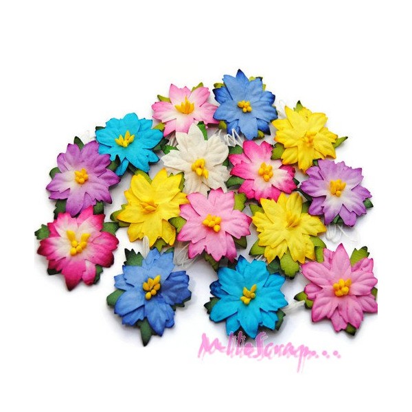 Fleurs papier multicolore - 15 pièces - Photo n°1