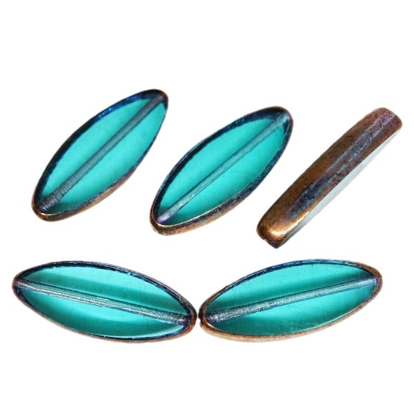 6pcs Aqua Vert Opale, Turquoise Métallisé Bronze Lustre Ovale et Plate de Pétales de Table à la Fenê - Photo n°1