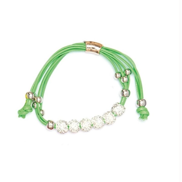Bracelet multirang vert à perles strass cristal style Shamballa - Photo n°1