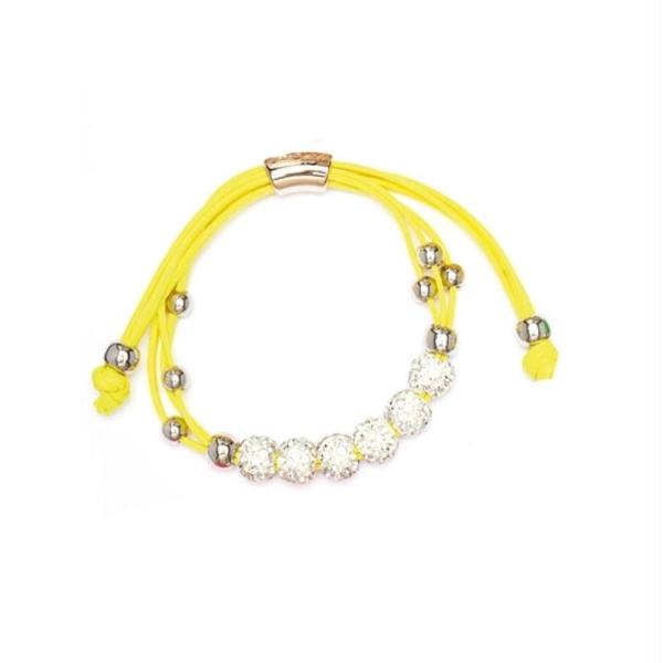 Bracelet multirang jaune à perles strass cristal style Shamballa - Photo n°1