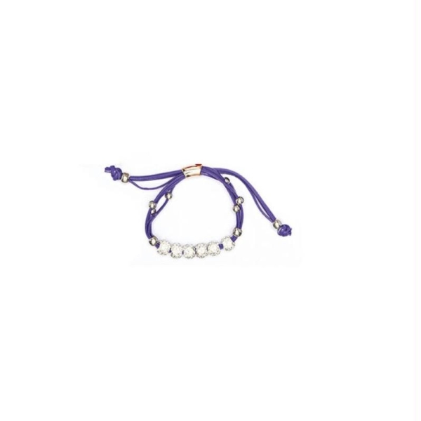 Bracelet multirang violet à perles strass cristal style Shamballa - Photo n°1