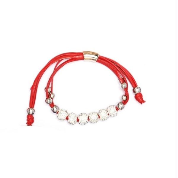 Bracelet multirang rouge à perles strass cristal style Shamballa - Photo n°1