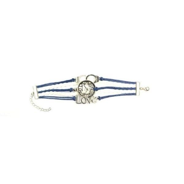 Bracelet multirang bleu et blanc - Love - Photo n°1