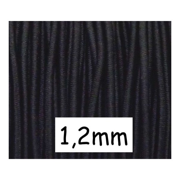 4m Élastique 1,2mm De Couleur Noir - Photo n°1