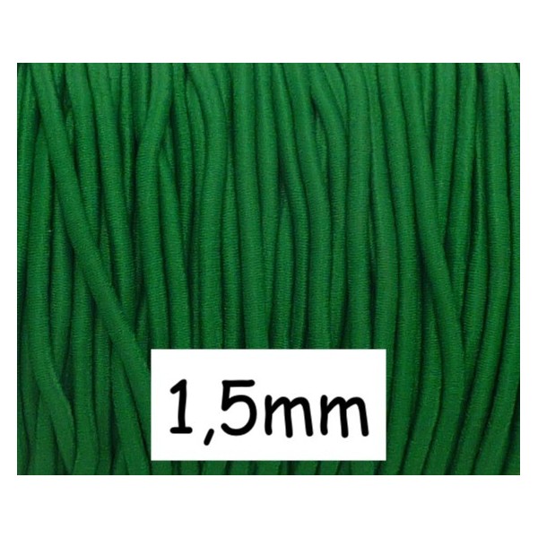 4m Élastique Rond 1,5mm Vert Herbe, Vert Vif - Photo n°1