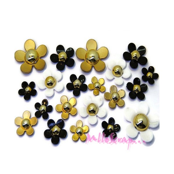 Cabochons fleurs résine multicolore - 20 pièces - Photo n°1
