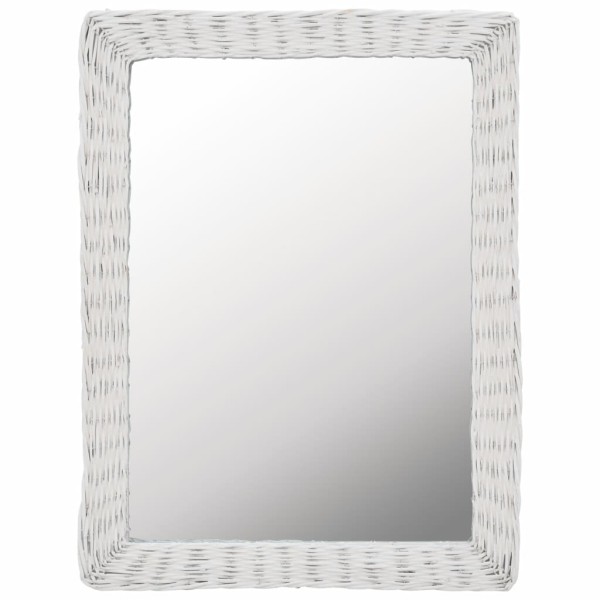 Vidaxl Miroir Osier Blanc 60 X 80 Cm - Photo n°1