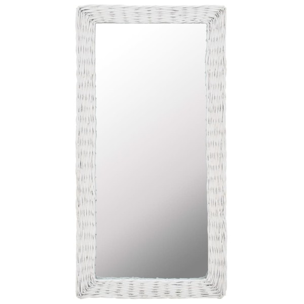 Vidaxl Miroir Osier Blanc 50 X 100 Cm - Photo n°1