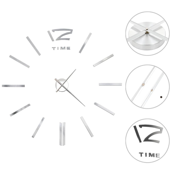 Vidaxl Horloge Murale 3d Design Moderne 100 Cm Xxl Argenté - Photo n°1