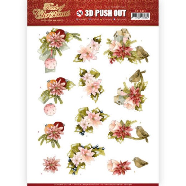 Carte 3D prédéc. - SB10461 - Touch of Christmas - Fleurs roses - Photo n°1