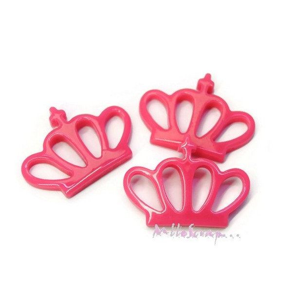 Cabochons petites couronnes résine rose - 3 pièces - Photo n°1
