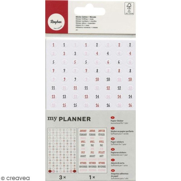 Stickers chiffres et mois My planner - Photo n°1