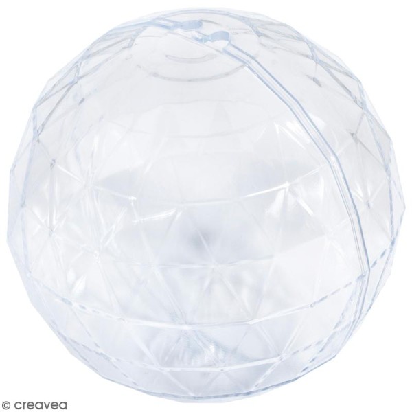Boule plastique transparente Noël - facettée - 8 cm - 1 pce - Photo n°1