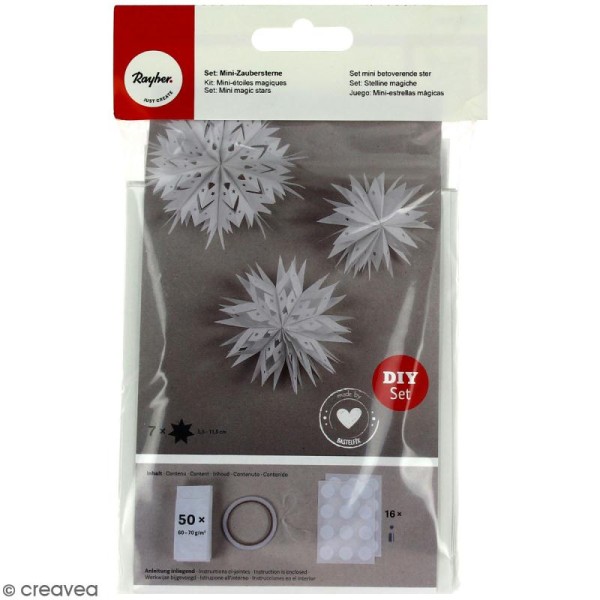 Kit Mini-étoiles magiques sacs en papier - Blanc - 5,5 à 11 cm - Photo n°1