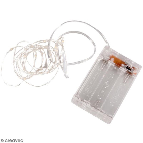 Guirlande lumineuse mini LED avec minuterie à piles - 10 LED - 220 cm -  Guirlande lumineuse - Creavea