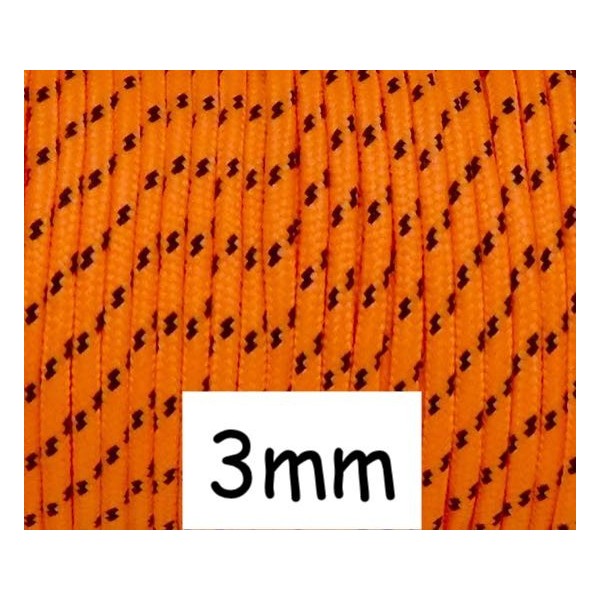 2m Paracorde 3mm Orange Fluo Et Noir Cordon Nylon Tressé Bicolore - Photo n°1