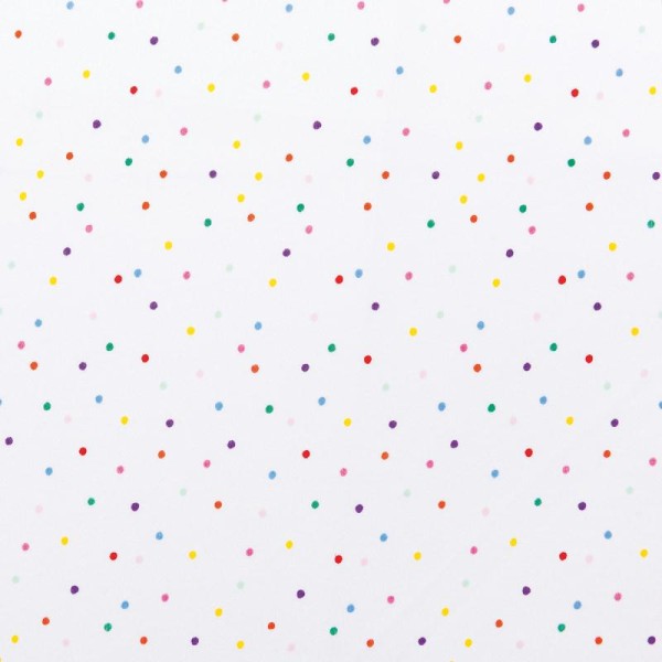 Tissu Rico - Confetti - Fond blanc - Jersey - Par 10 cm (sur mesure) - Photo n°1
