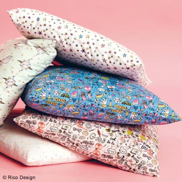 Tissu Rico - Confetti multicolore - Fond blanc - Coton - Par 10 cm (sur mesure) - Photo n°4