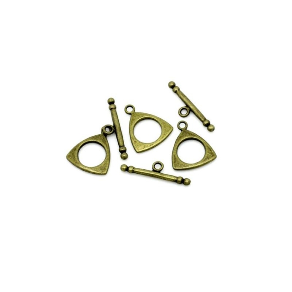 50 Sets Fermoirs Toggles Triangle Bronze - Photo n°1