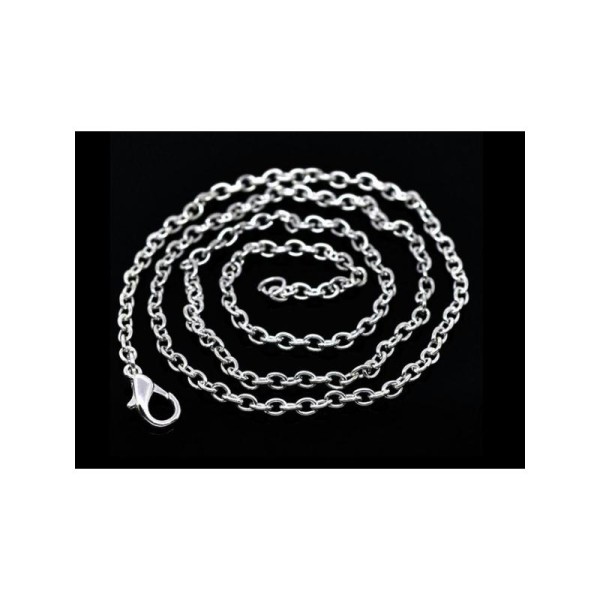 12 Supports Colliers 46cm Maille Forçat 3.5x2.5mm Couleur Argent - Photo n°1
