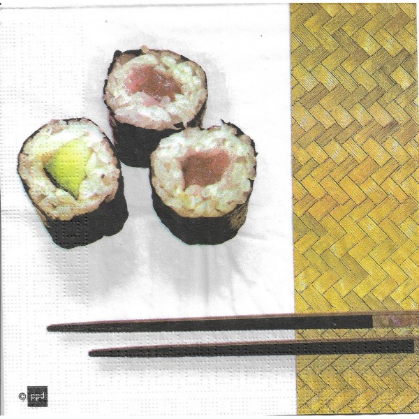4 Serviettes en papier Sushi Tekka Maki Format Lunch Decoupage Decopatch 3871 PPD - Photo n°2