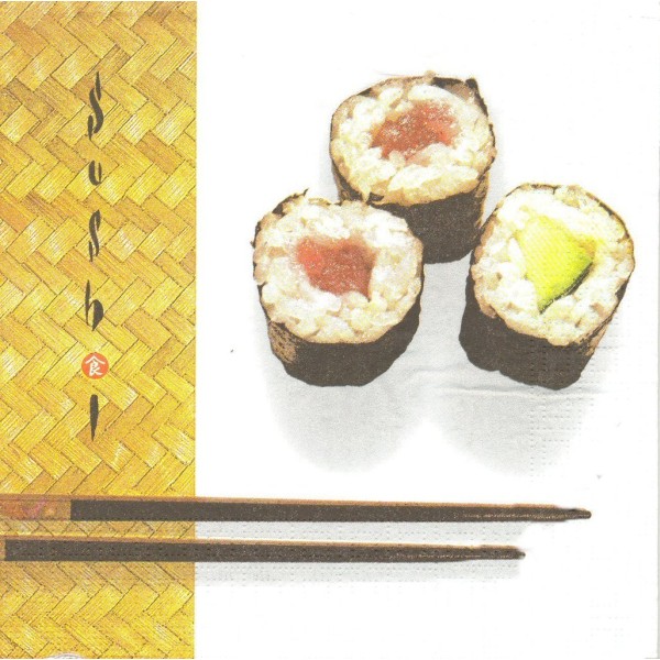 4 Serviettes en papier Sushi Tekka Maki Format Lunch Decoupage Decopatch 3871 PPD - Photo n°1