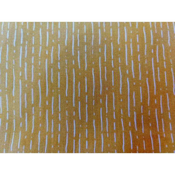 Tissu STENZO popeline de coton - graphique blanc sur fond jaune moutarde - Photo n°1