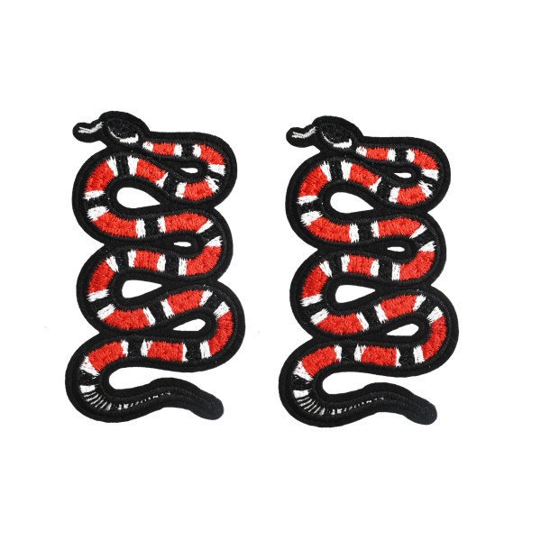 2 Écussons serpents, patchs brodés thermocollants serpent 8,5 cm - Photo n°1
